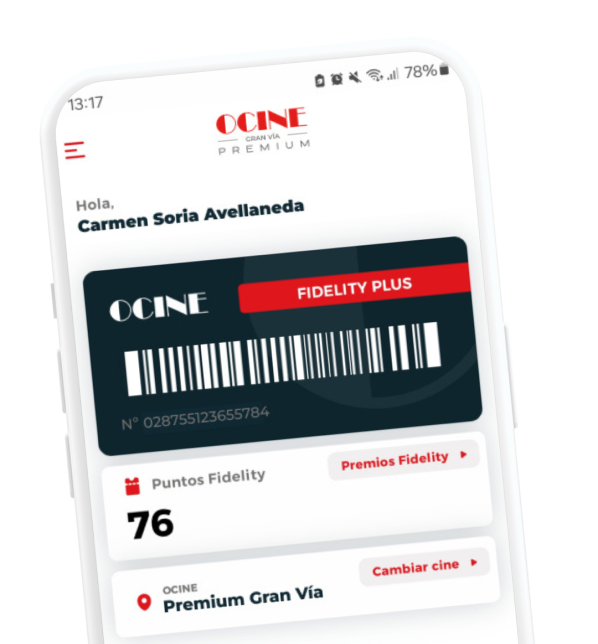 Móvil con app de ocine Imagen móvil con app de ocine